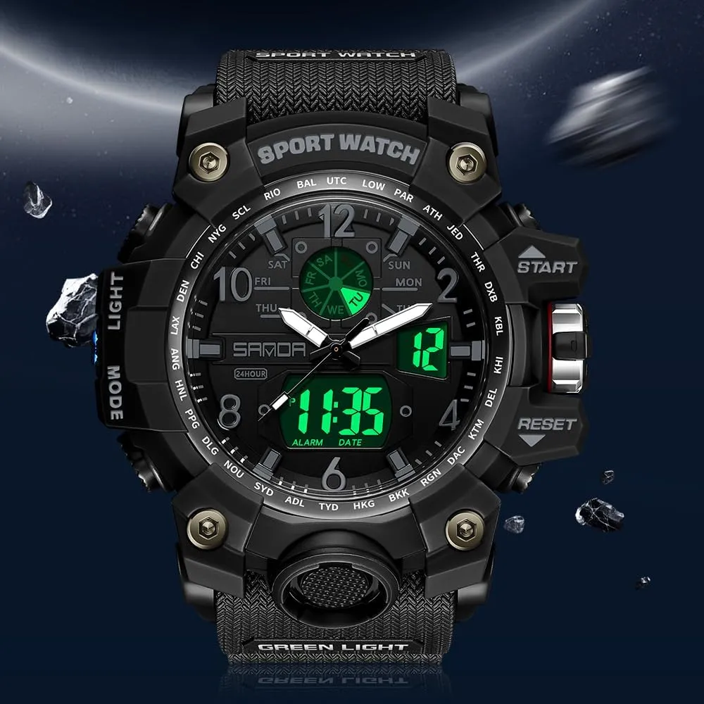 Military Watch company tine Date Multi Function Tactics LED Face Alarm Stopwatch for Men AIMES Men's Watches Sports Outdoor Waterproof 