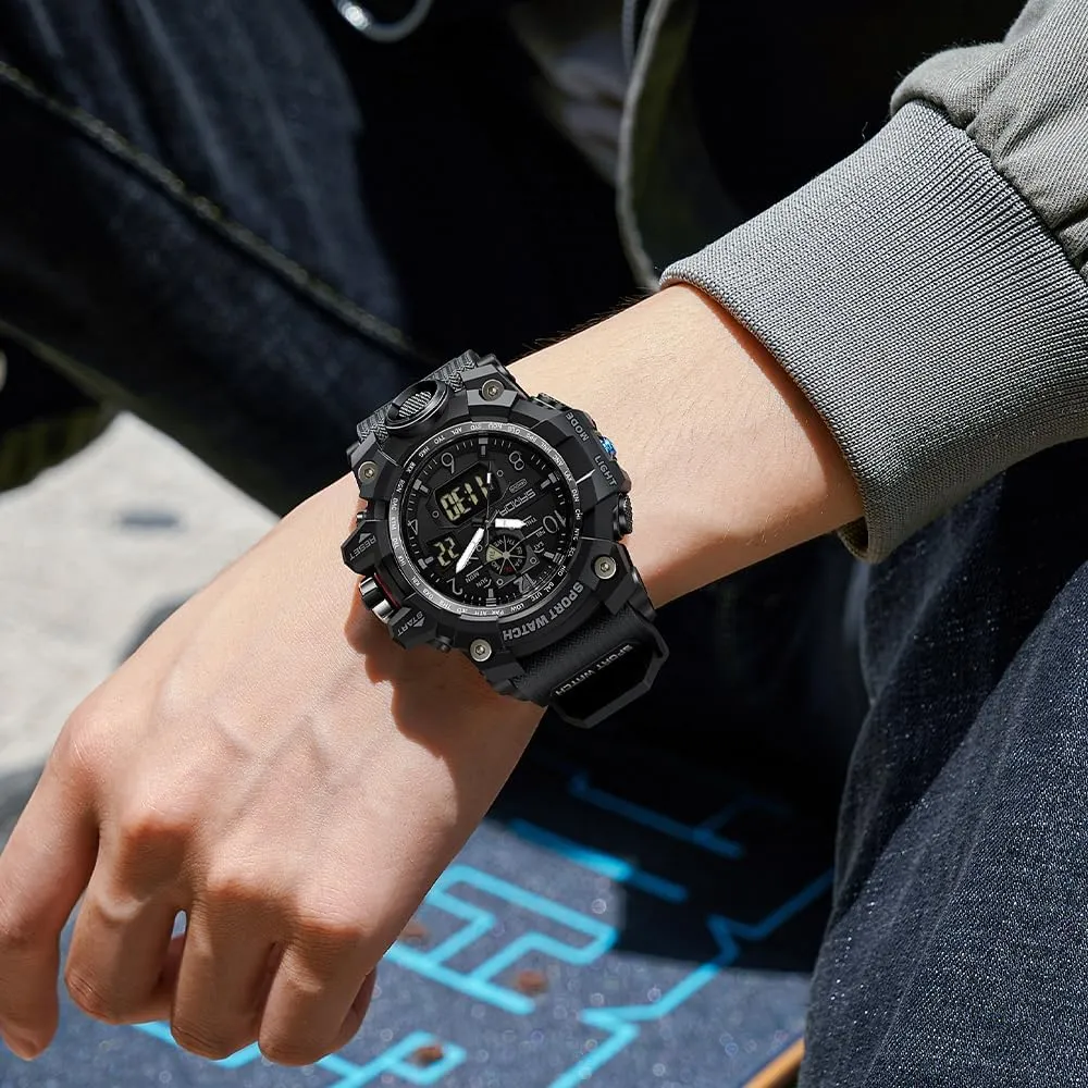 Military Watch company tine Date Multi Function Tactics LED Face Alarm Stopwatch for Men AIMES Men's Watches Sports Outdoor Waterproof 