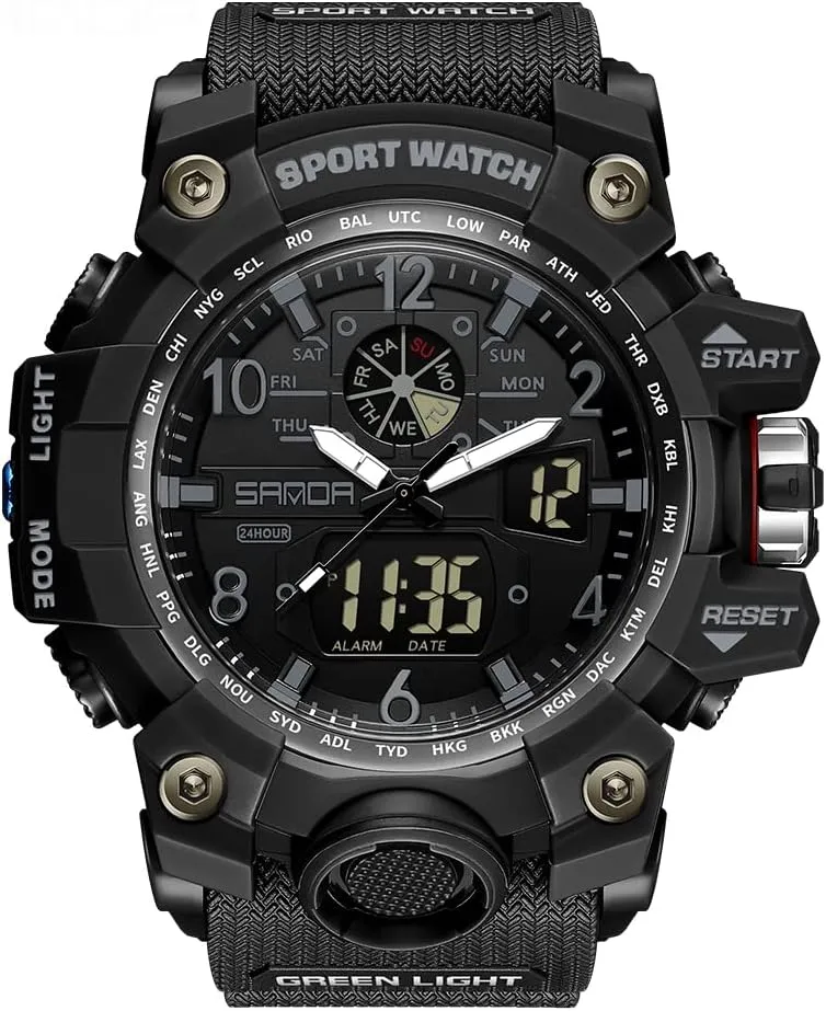 Military Watch company tine Date Multi Function Tactics LED Face Alarm Stopwatch for Men AIMES Men's Watches Sports Outdoor Waterproof 