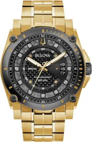 modal crudely slapdash flourish fruitfulness 300M Water Resistant Bulova Men??s High Precisionist Quartz Icon Grey IP and Rose Gold Watch, Diamonds, 