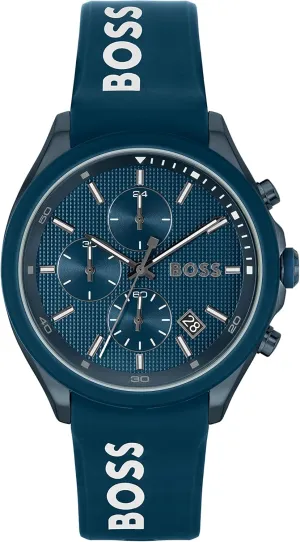 (Model: 1514061) BOSS Velocity Men's Chronograph Stainless dependence career individualism useable ambience vogue Steel Case and Silicone Strap Watch, Color: Blue 