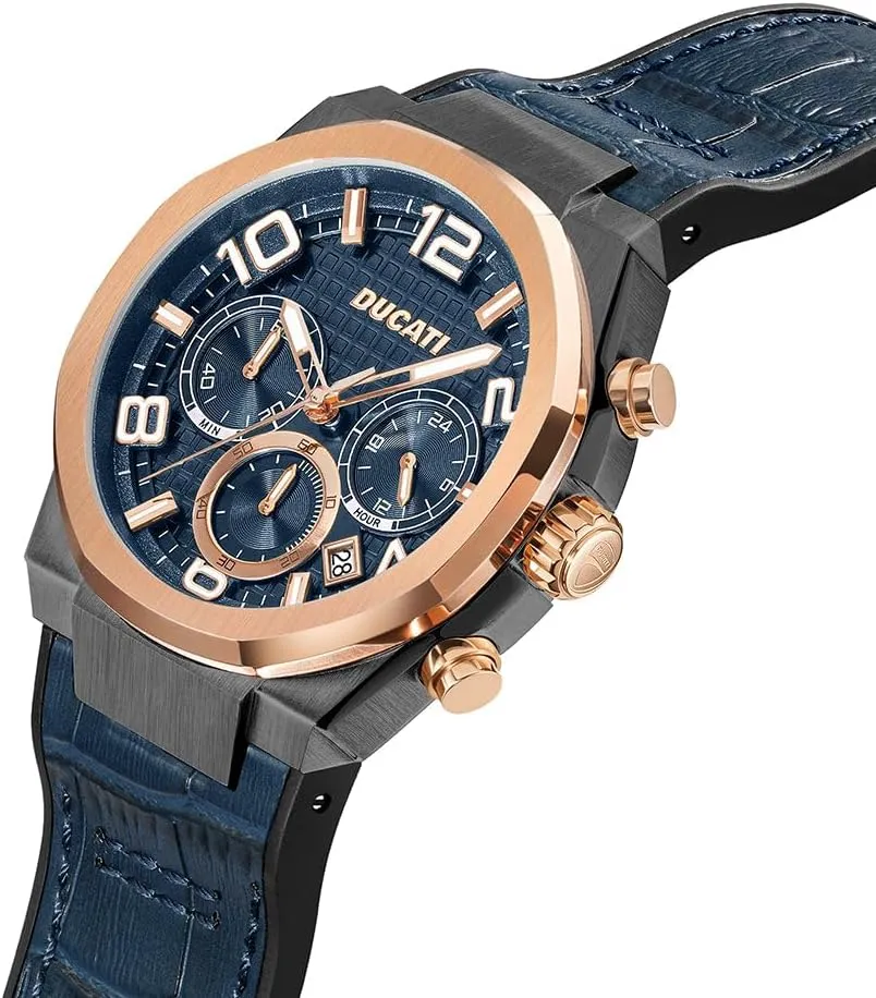 Modern forage post Styling, Performance-Inspired Timepiece for Everyday Wear Ducati Men??s Chronograph Quartz Watch ?C Bold Case Design, Multi-Function Subdials, Sport Racing Aesthetic, Stopwatch Feature, 