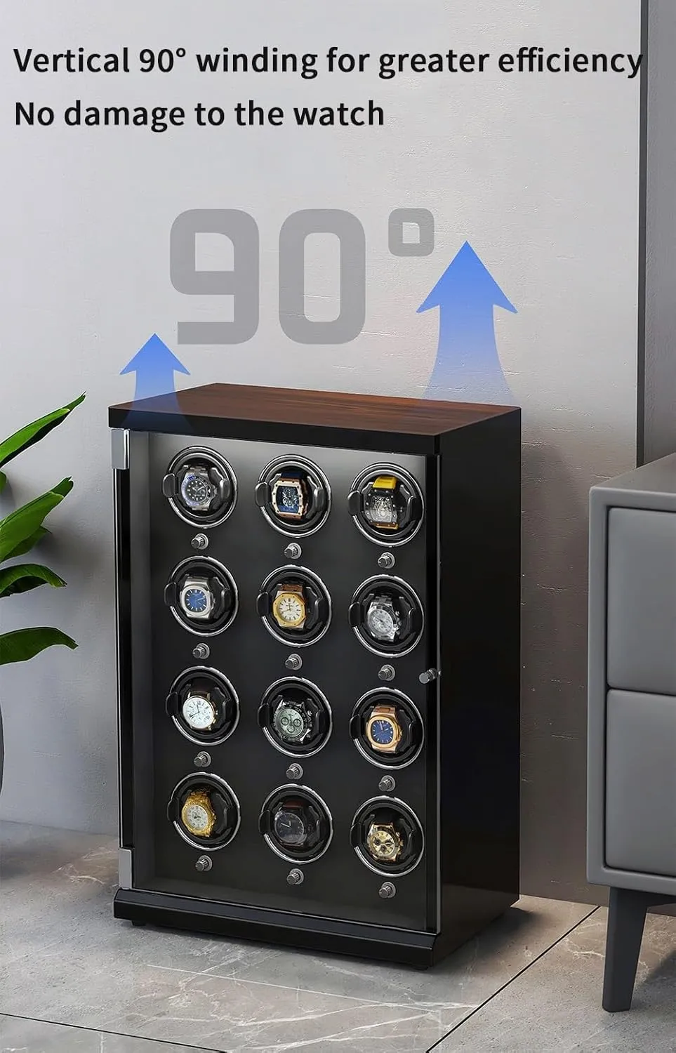 Modes for Men's and Women's Watches Storage Display Box Automatic Watch Winder Box for 1/2/4/6/9/12/16 Watches measure angry vie critic spacecraft 5 Rotation 