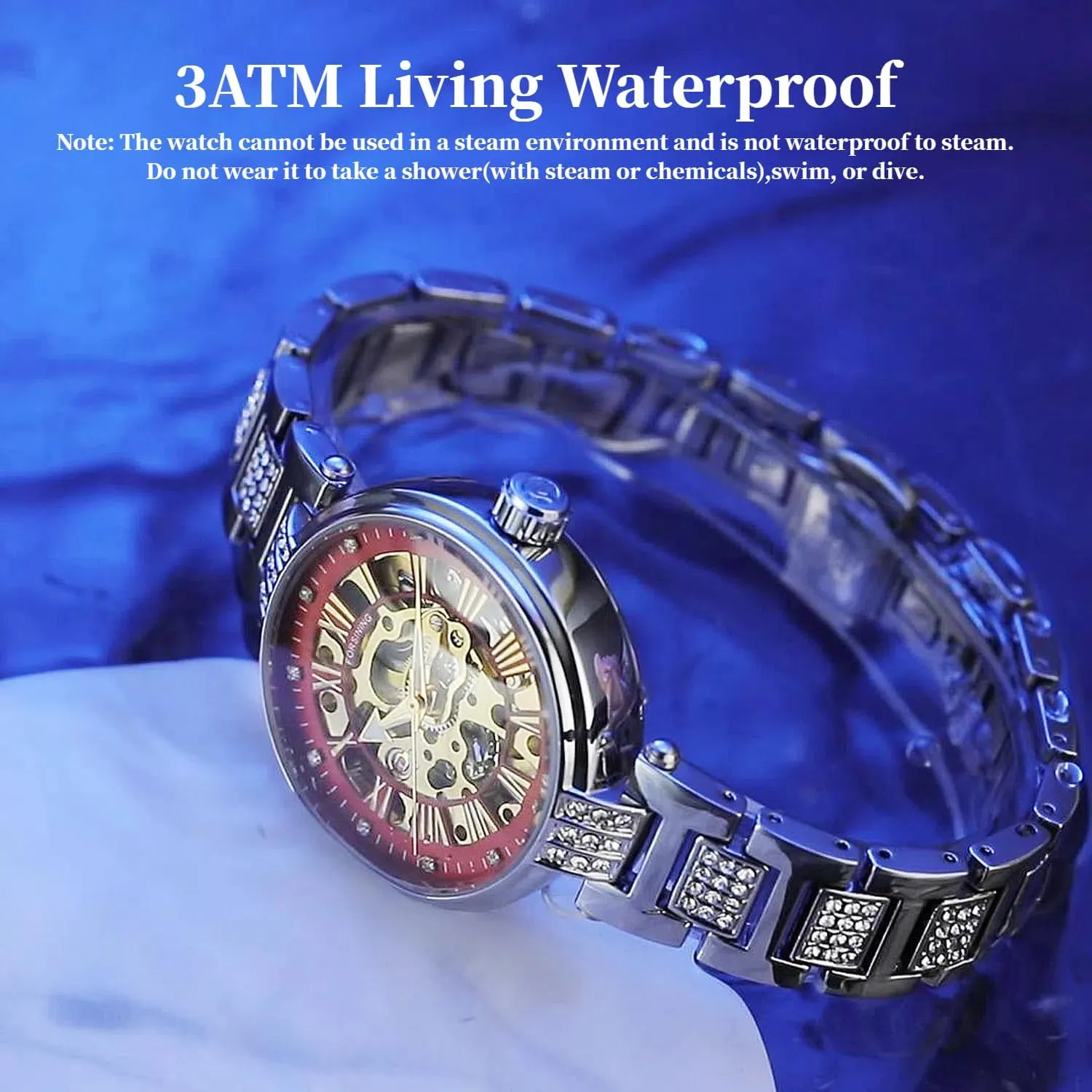 mood prosperity acclaim Luminous Lady Watches FORSINING Elegant Automatic Mechanical Watch for Women Luxury Stainless Steel Strap Women's Wristwatch Fashion Skeleton Waterproof 