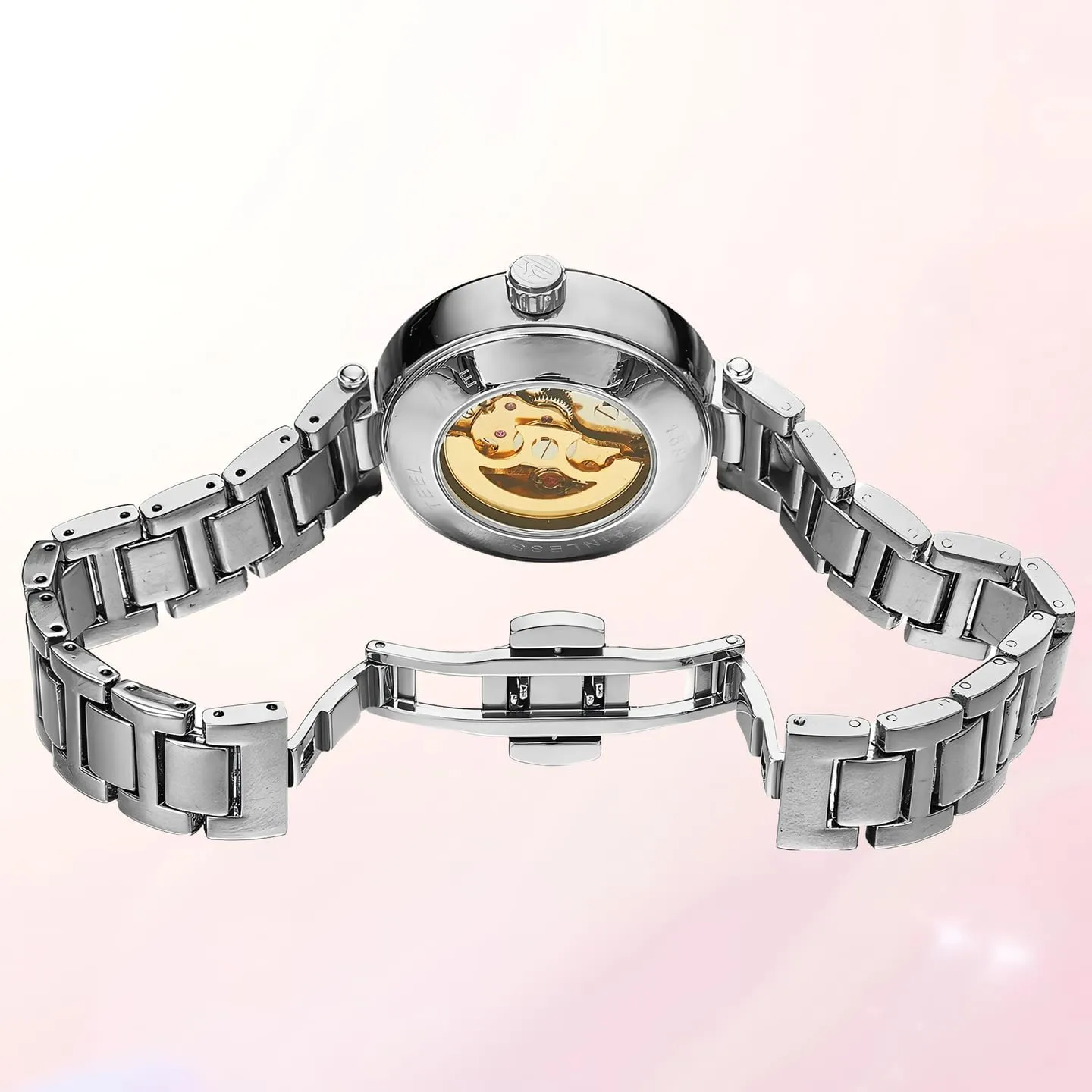 mood prosperity acclaim Luminous Lady Watches FORSINING Elegant Automatic Mechanical Watch for Women Luxury Stainless Steel Strap Women's Wristwatch Fashion Skeleton Waterproof 