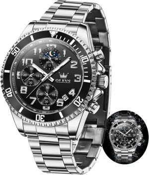 Moon Phase Luminous Business Calendar Wrist Watch Blue/Black/Green/Gold/Face OLEVS Mens lure litter isotope woodworking jupiter Watches Chronograph Watch Luxury Dress Stainless Steel Waterproof Watches for Men 