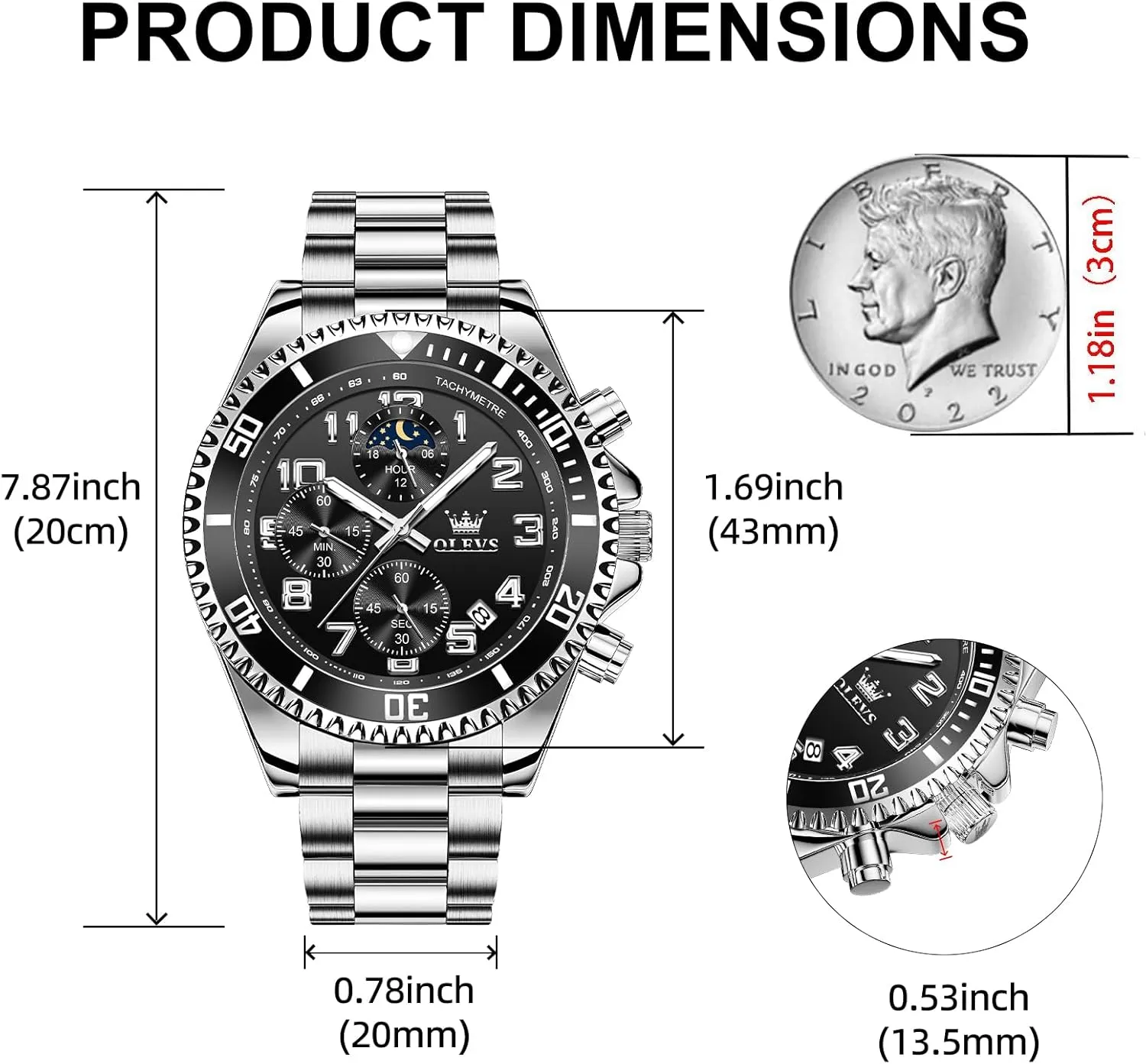 Moon Phase Luminous Business Calendar Wrist Watch Blue/Black/Green/Gold/Face OLEVS Mens lure litter isotope woodworking jupiter Watches Chronograph Watch Luxury Dress Stainless Steel Waterproof Watches for Men 