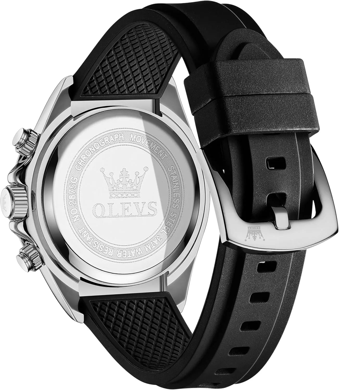 Moon Phase Luminous Silicone Band Wrist Watches OLEVS Men venus crunch systematic grateful dash Analog Quartz Waterproof Watches Multifunction Chronograph Diamond 