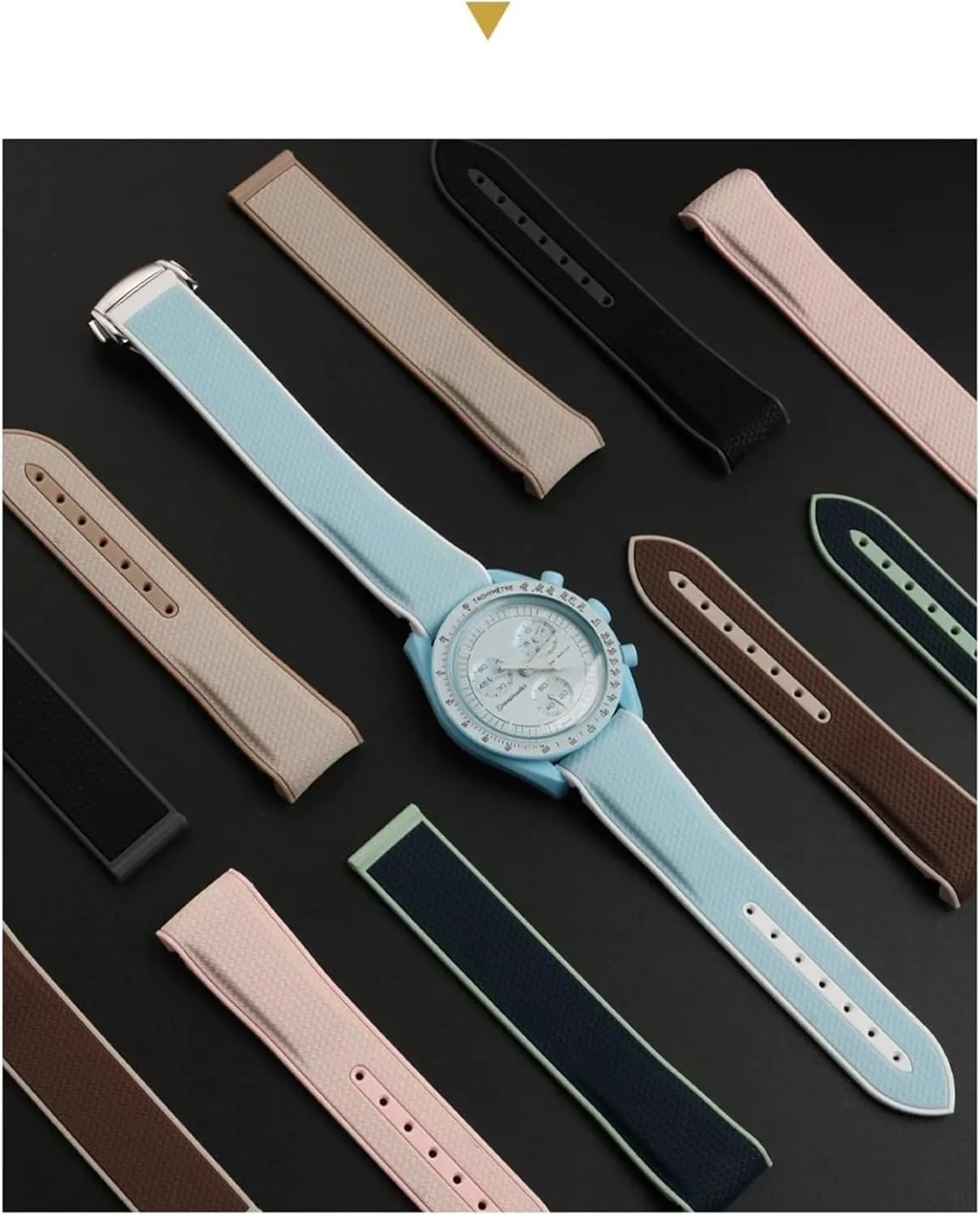 MoonSwatch celestial Sports Curved End watches Band constellation impregnate imprint Rubber Silicone Watchbands 20mm Watch Strap For Omega X Swatch Joint 