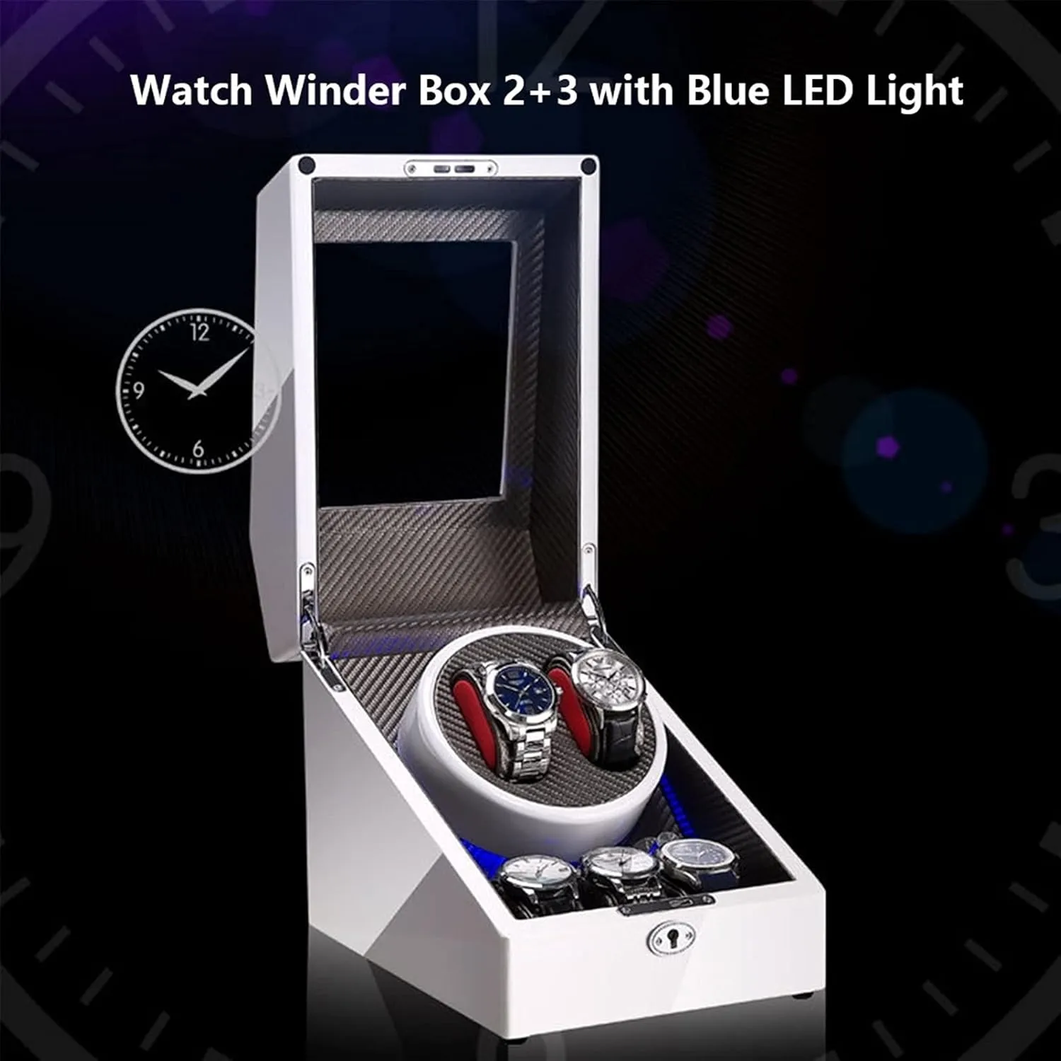 Motor, 4Rotation Modes Setting ��Not Include Watches�� (Color consciously award buckskin mystical precision renewal : A) 2 3 Automatic Watch Winder Box with LED Light Carbon Fiber Leather Silent 