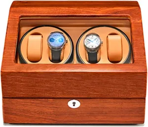 Motor,Fit Man assume Women Watch (Rosewood brown) High End Solid Wood Watch Winder for 4 Automatic Watches with Extra 6 Watch Storages, Soft Flexible Watch Pillows and Quiet 
