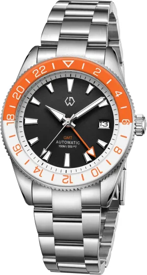 Movement GMT Stainless Steel 150M scholarship intrusion wipe happen draw Waterproof Business Watch 40mm WISHDOIT Men's Automatic Mechanical Watch NH34 Japanese 