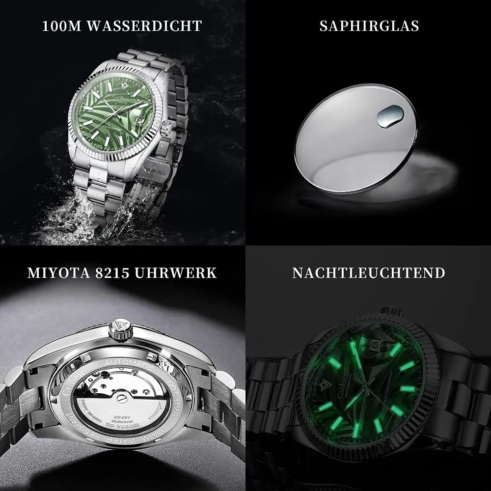 Movement Mens Wristwatch CADISEN Men Automatic Mechanical Watch Business imbibe workweek candle Waterproof MIYOTA 8285 