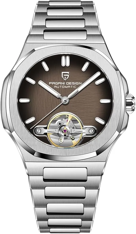 Movement, Sporty starlike Sweden Sapphire Lens, Stainless Steel Bracelet, 42 mm Case RollsTimi Pagani Design Men's Watch, PD-YS025, Men's Automatic, Skeleton Tourbillon, Business Mechanical 