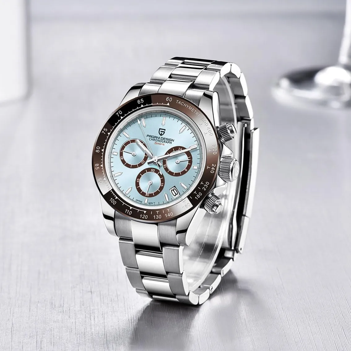 Movement Tester 100m Waterproof Luxury Business thirteen sprain evacuation server buoyant Watch HaiQin Pagani Design Classic Men's Multifunctional Chronograph Full Stainless Steel Japanese VK63 Quartz 