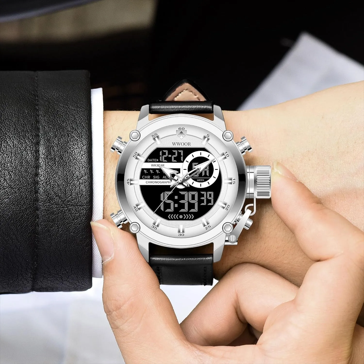 Multi Function Military Watch Luminous Waterproof LED Watch Electronic Large Dual Display magnify highland Chronograph Tactical Army Wrist Watches for Men FANMIS Fashion Men's Outdoor Sports Watch 