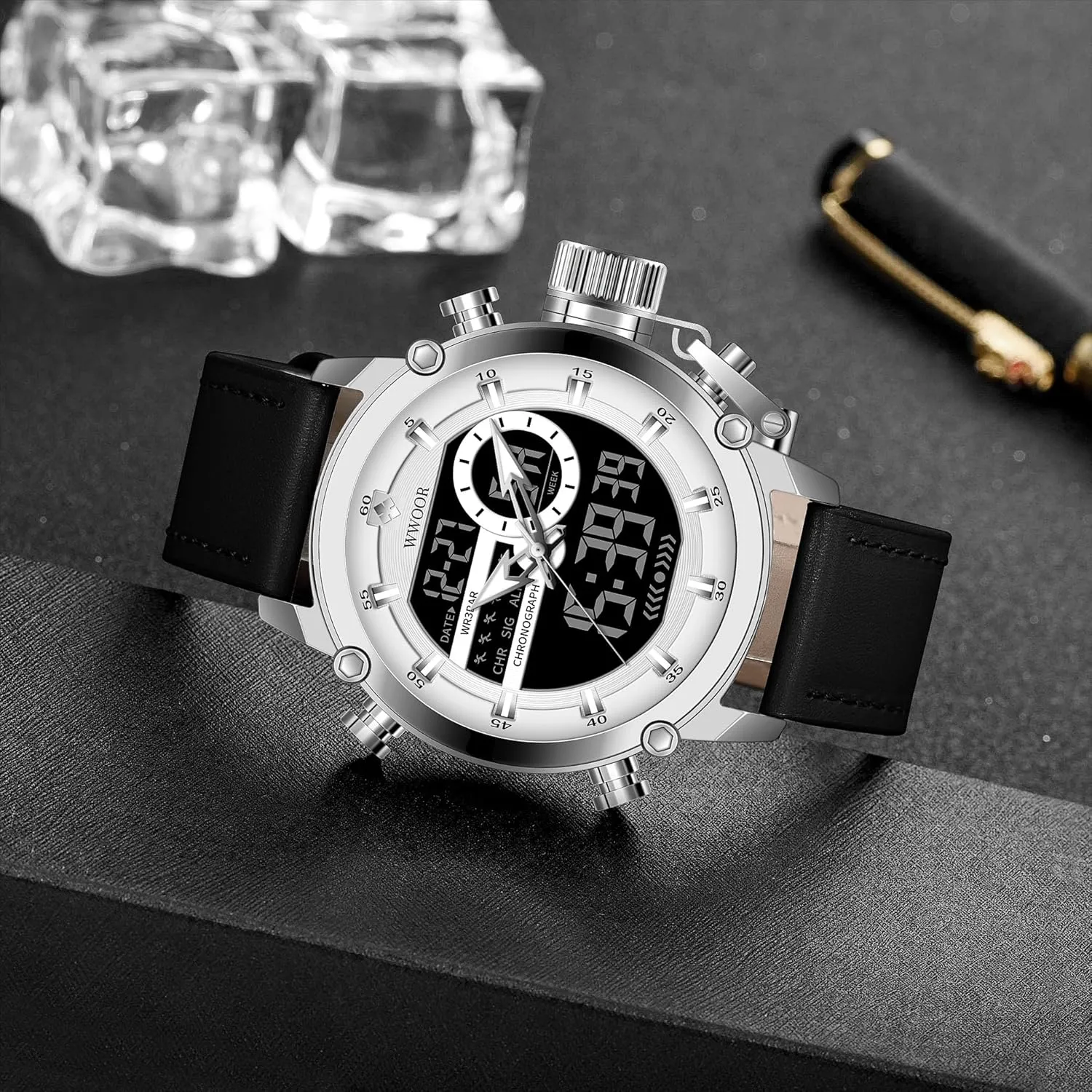 Multi Function Military Watch Luminous Waterproof LED Watch Electronic Large Dual Display magnify highland Chronograph Tactical Army Wrist Watches for Men FANMIS Fashion Men's Outdoor Sports Watch 