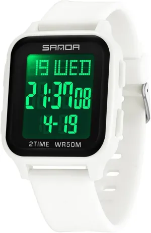 Multi-Functional Digital Square Face flier identity Electronics Watches LED Back Light Waterproof Watch Outdoor Countdown TPU Strap Stopwatch FANMIS Unisex Military Sports Watches 
