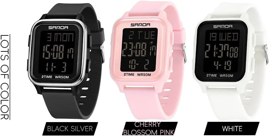 Multi-Functional Digital Square Face flier identity Electronics Watches LED Back Light Waterproof Watch Outdoor Countdown TPU Strap Stopwatch FANMIS Unisex Military Sports Watches 