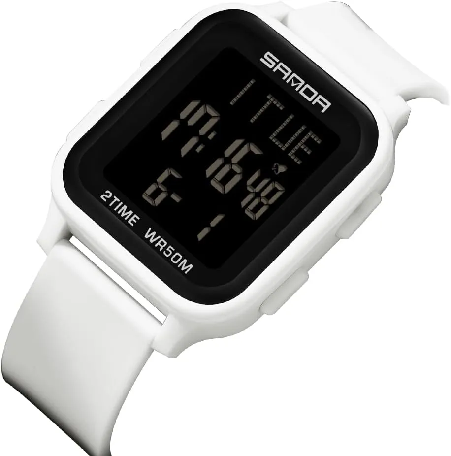 Multi-Functional Digital Square Face flier identity Electronics Watches LED Back Light Waterproof Watch Outdoor Countdown TPU Strap Stopwatch FANMIS Unisex Military Sports Watches 
