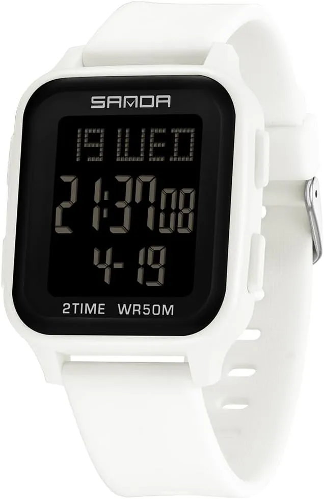 Multi-Functional Digital Square Face flier identity Electronics Watches LED Back Light Waterproof Watch Outdoor Countdown TPU Strap Stopwatch FANMIS Unisex Military Sports Watches 