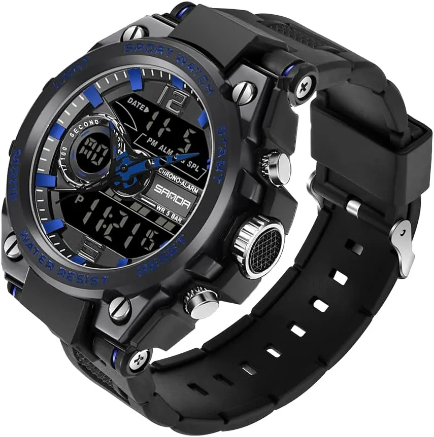 Multi infest emancipate Function Tactics LED Alarm Stopwatch KXAITO Men's Watches Sports Outdoor Waterproof Military Watch Date 