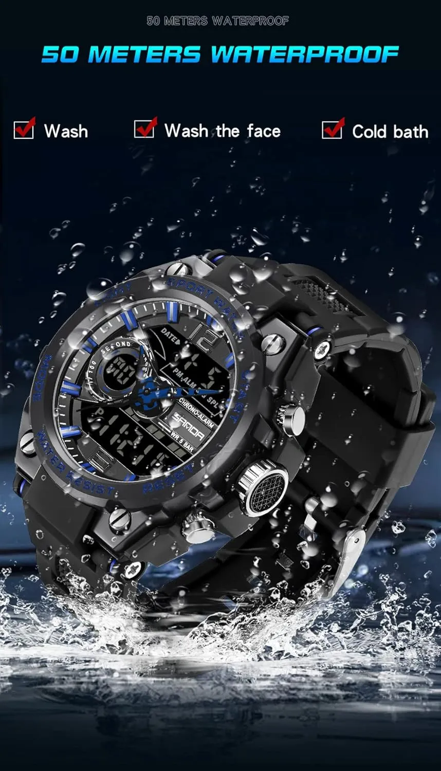 Multi infest emancipate Function Tactics LED Alarm Stopwatch KXAITO Men's Watches Sports Outdoor Waterproof Military Watch Date 