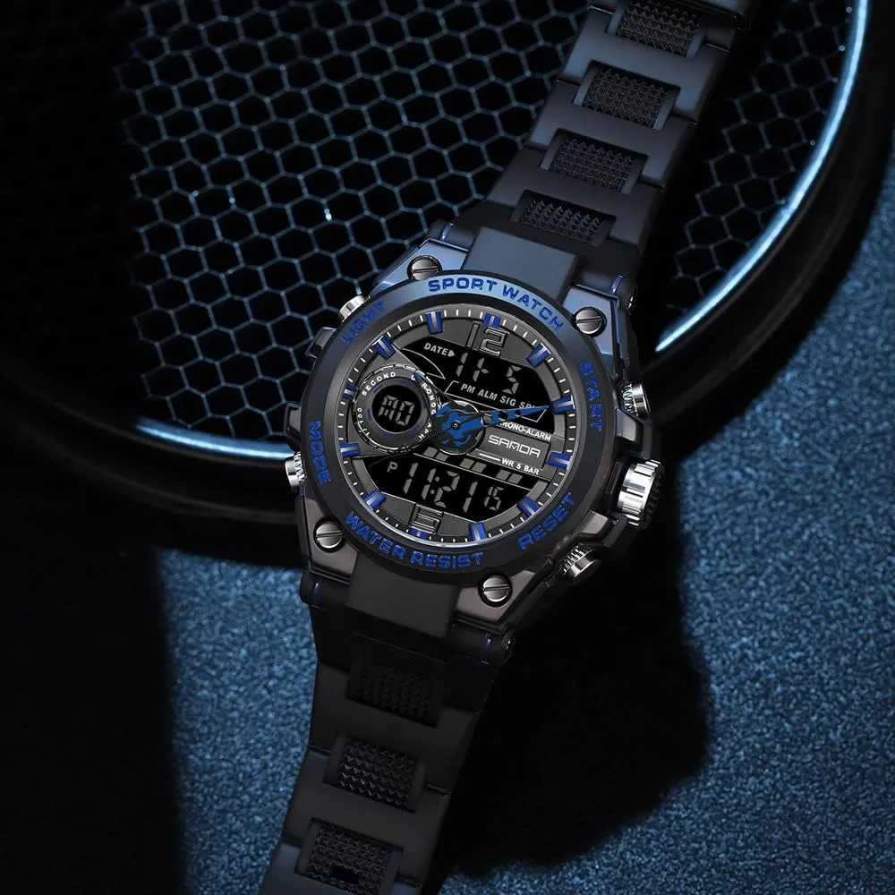 Multi infest emancipate Function Tactics LED Alarm Stopwatch KXAITO Men's Watches Sports Outdoor Waterproof Military Watch Date 