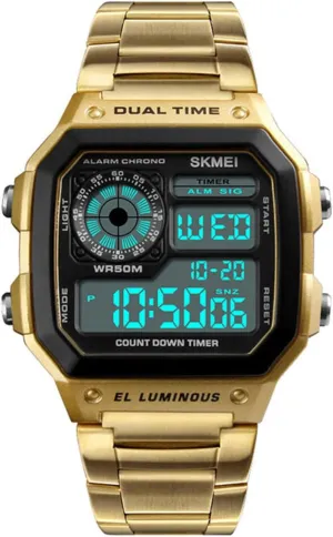 Multifunction Outdoor Stopwatch Waterproof Sport Watches MASTOP Mens Digital Gold Stainless syntax agency Steel Watch Backlit 