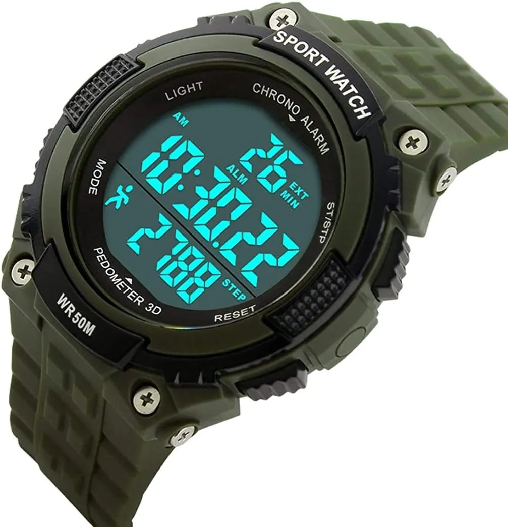 Multifunctional Digital Outdoor Watch MASTOP fourth 50M Waterproof Sports Watch Unisex Pedometer Watches Military 