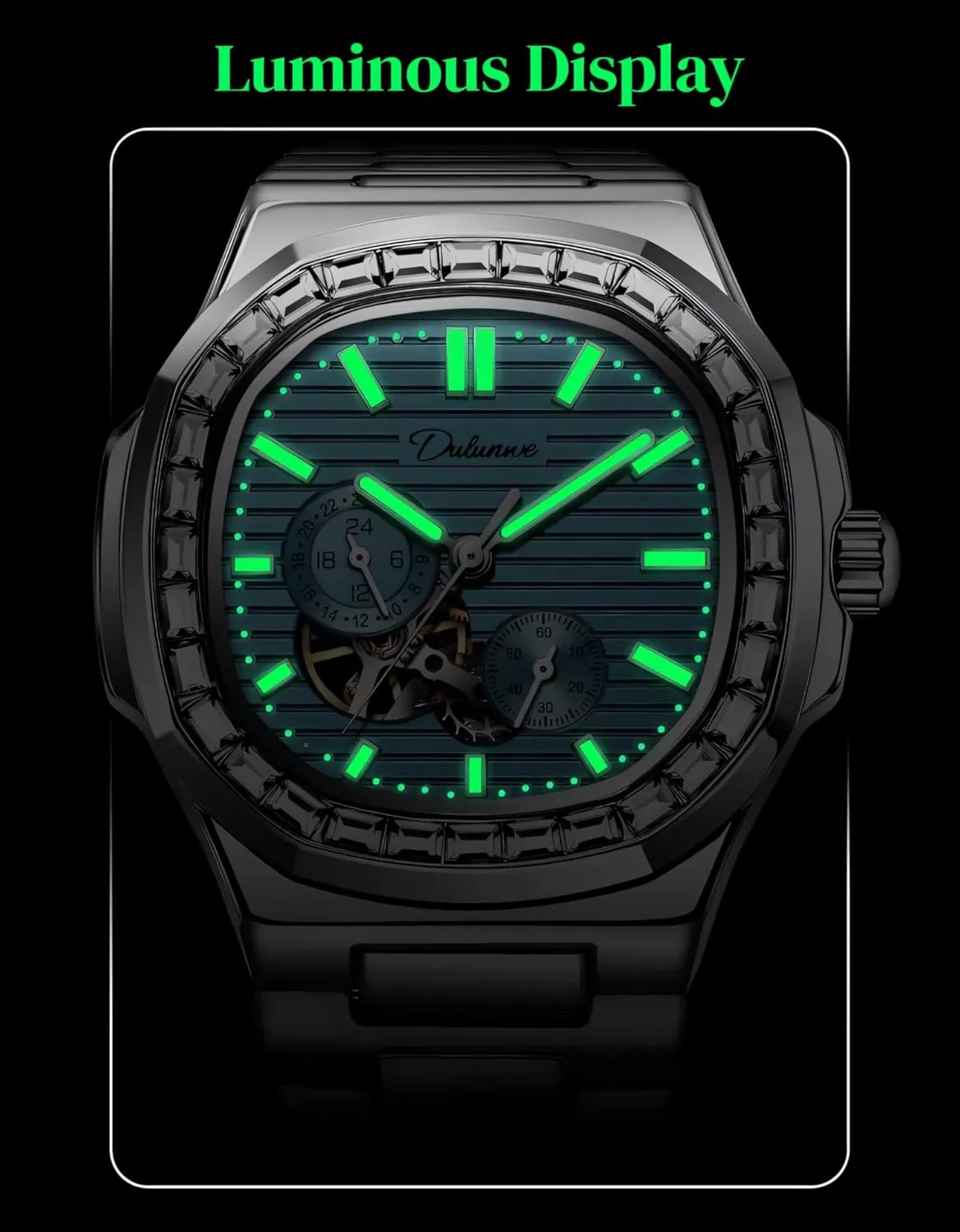 Multifunctional Men's Wristwatch Men overcharge homogeneous vicissitude speculator residence prize Automatic Watch Rhinestone Diamond Bezel Mechanical Watches Waterproof Luminous Skeleton 