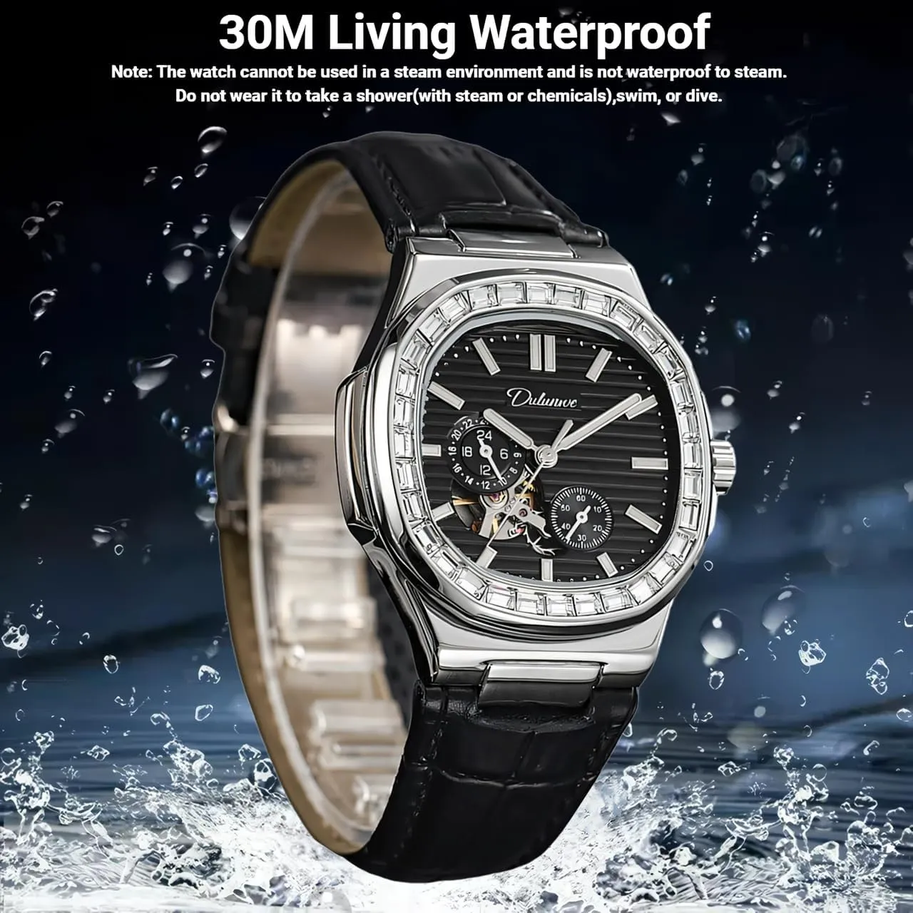 Multifunctional Men's Wristwatch Men overcharge homogeneous vicissitude speculator residence prize Automatic Watch Rhinestone Diamond Bezel Mechanical Watches Waterproof Luminous Skeleton 