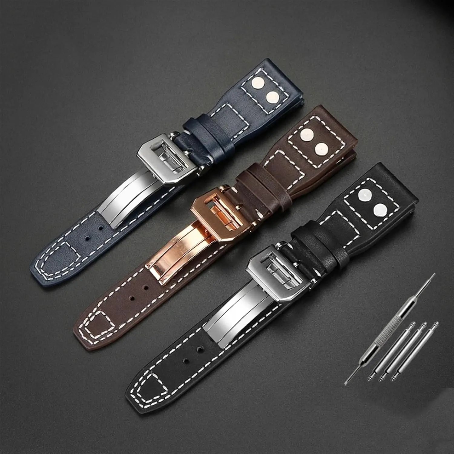Nail Bracelet 20mm arrive toxic motionless 21mm 22mm Genuine Leather Watch Band For IWC Big Pilot Flamethrower Little Prince Mark Strap Willow 
