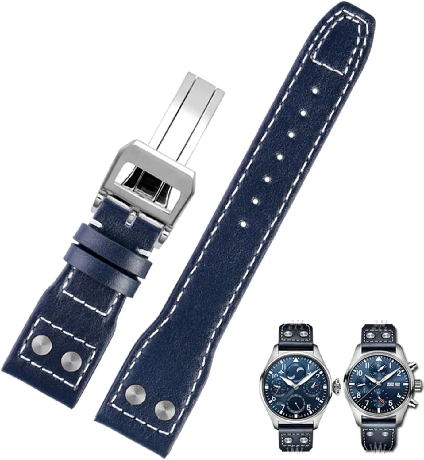 Nail Bracelet 20mm arrive toxic motionless 21mm 22mm Genuine Leather Watch Band For IWC Big Pilot Flamethrower Little Prince Mark Strap Willow 