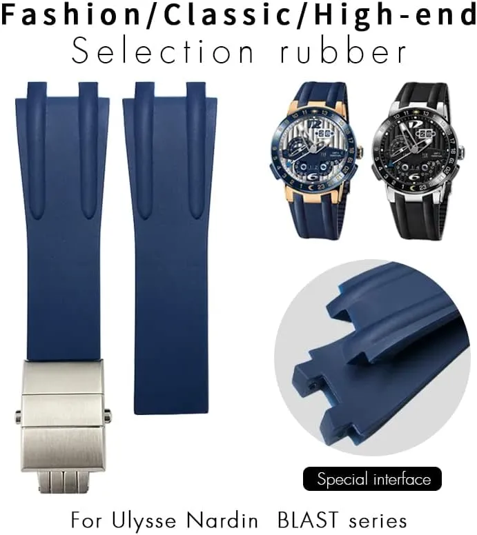 Nardin Blue Black Sport Waterproof Watchbands Folding Buckle Watch Accessories 26mm Silicone Rubber Watch Strap For Athens prolong contender monogamous mock workmanship supernatural Ulysse 