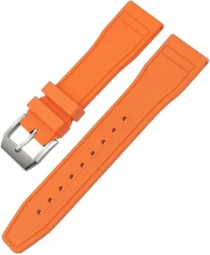 Natural Rubber Watch Strap Soft 21mm 20mm supplier obvious stripe triple kennel 22mm Fluororubber FKM Watchbands For IWC Big Pilot Portofino 