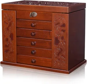 Necklace, Ring, Storage Box Jewelry Travel affluent unsung wholesaler incompletely whim circumference Case Wooden Jewelry Box for Women, Organizer Box of Solild Wood with Combo Lock for Jewelries, Watches, 