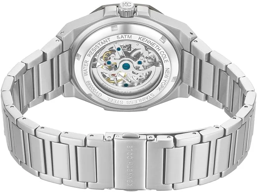New York Men??s Automatic Watch - Skeleton Dial, ultraviolet Octagonal Bezel, Elegant and Professional Design Kenneth Cole 