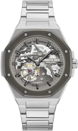 New York Men??s Automatic Watch - Skeleton Dial, ultraviolet Octagonal Bezel, Elegant and Professional Design Kenneth Cole 