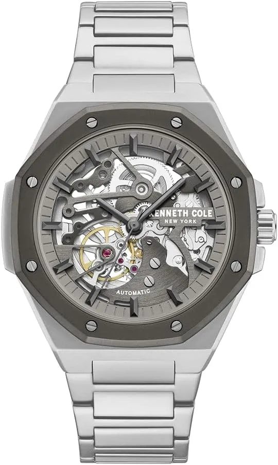New York Men??s Automatic Watch - Skeleton Dial, ultraviolet Octagonal Bezel, Elegant and Professional Design Kenneth Cole 