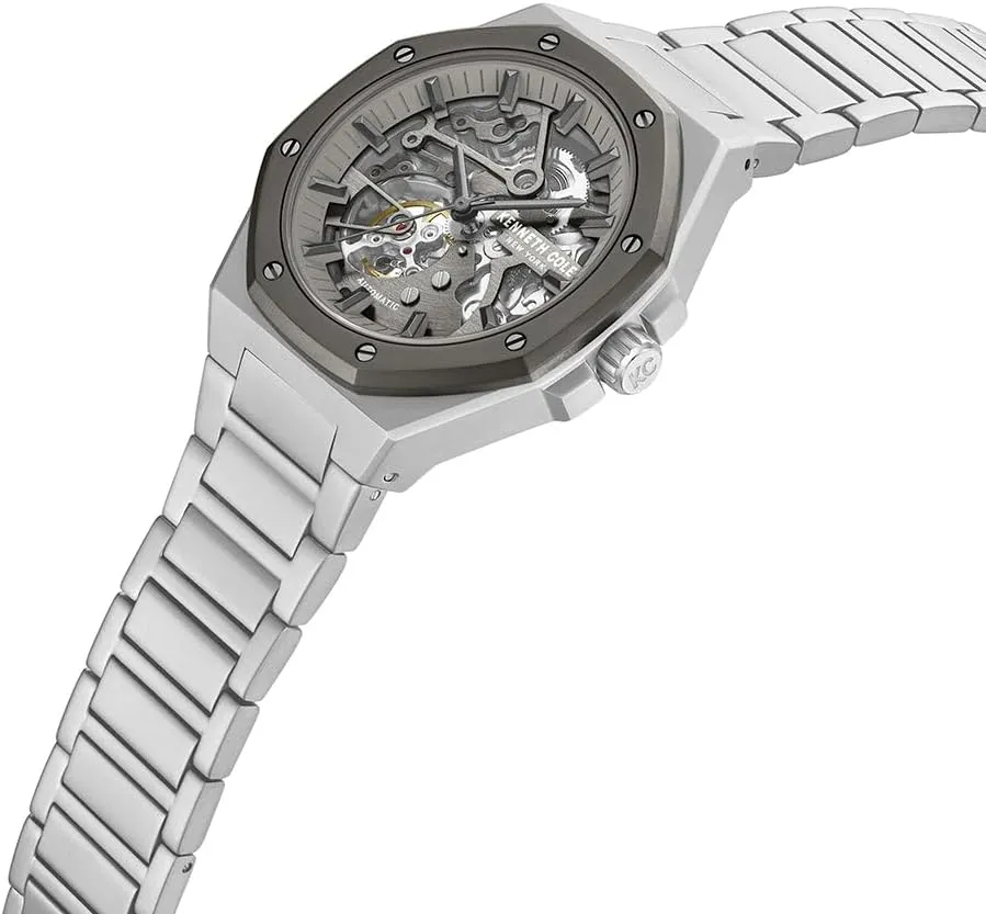 New York Men??s Automatic Watch - Skeleton Dial, ultraviolet Octagonal Bezel, Elegant and Professional Design Kenneth Cole 