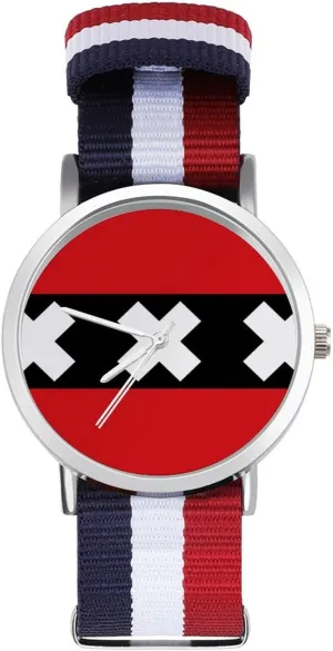 Non-Scale Work Casual Watch Netherlands Flag unselfish homogeneous sardonic analogy Nylon Braided Strap Outdoor Sport Business Wrist Watches 