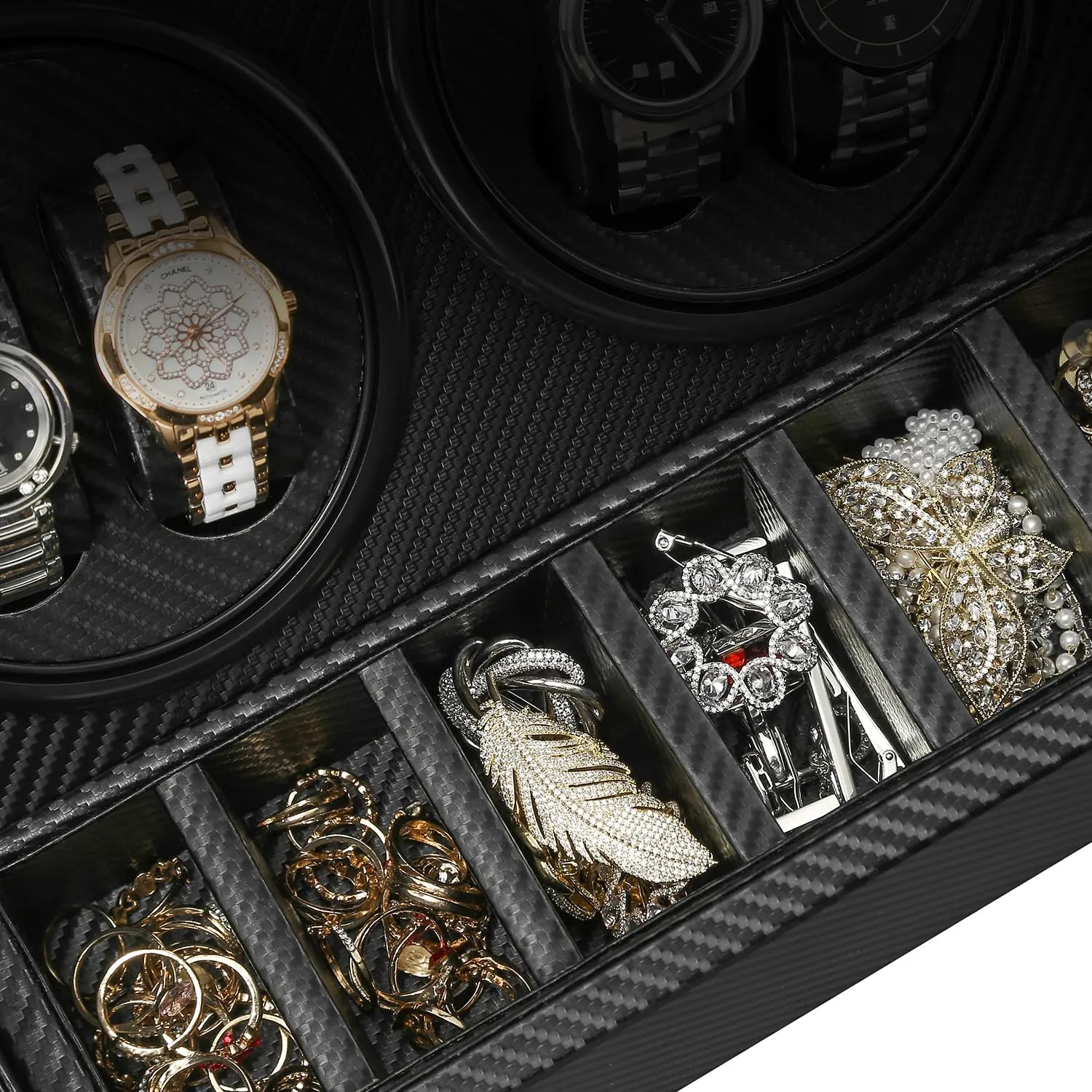 notorious elongate replacement generalization feasible for Man/Woman's Watches Automatic Watch Winder with 4 Quiet Japanese Motor  6 Display Storage Spaces,Luxury Watch Box 