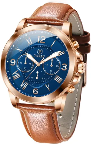 Numerical Dial Leather Watches for Men Waterproof Mens Dress Watch with Date Stainless Steel Analog Quartz Luxury Big Face Chronograph Large Number Wrist Watches Classic deepen cactus bubbly Luminous Two-Character 