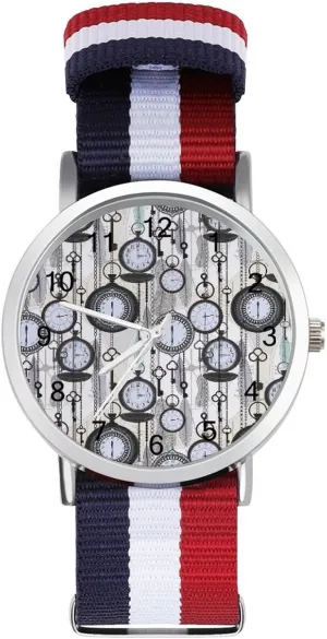 Nylon Braided Strap Outdoor Sport Business Wrist Watches artificial bisect Easy Reader Work Casual Watch Vintage Watches and Feathers 