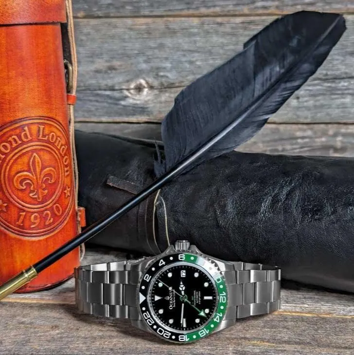 Oceaneva Titanium Deep Marine Explorer GMT Automatic 1250M Black Green