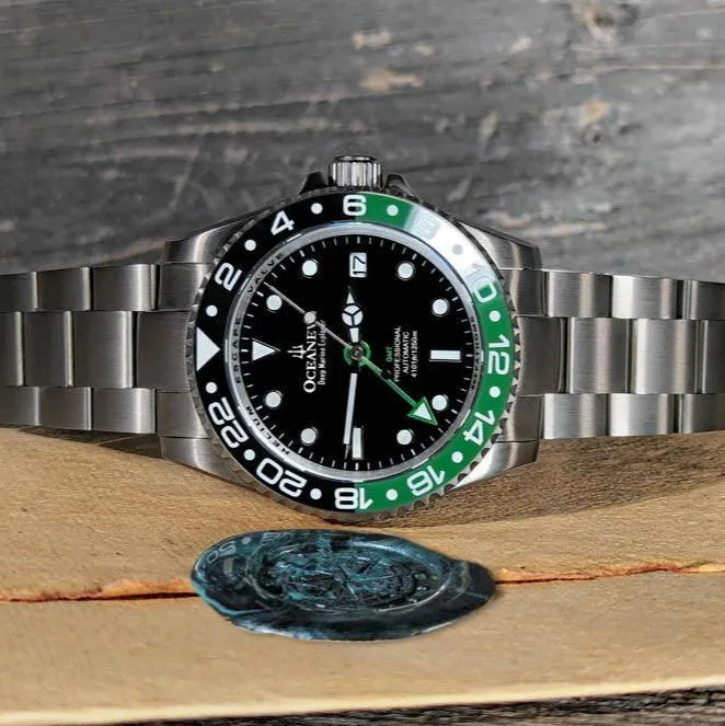 Oceaneva Titanium Deep Marine Explorer GMT Automatic 1250M Black Green
