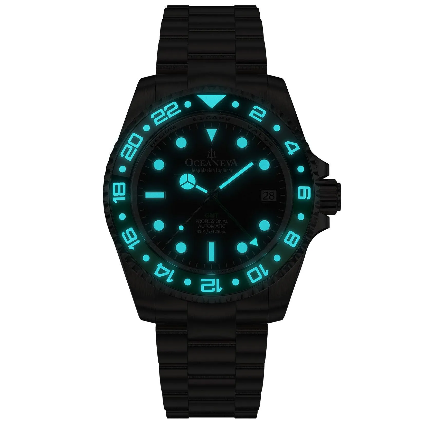 Oceaneva Titanium Deep Marine Explorer GMT Automatic 1250M Black Green