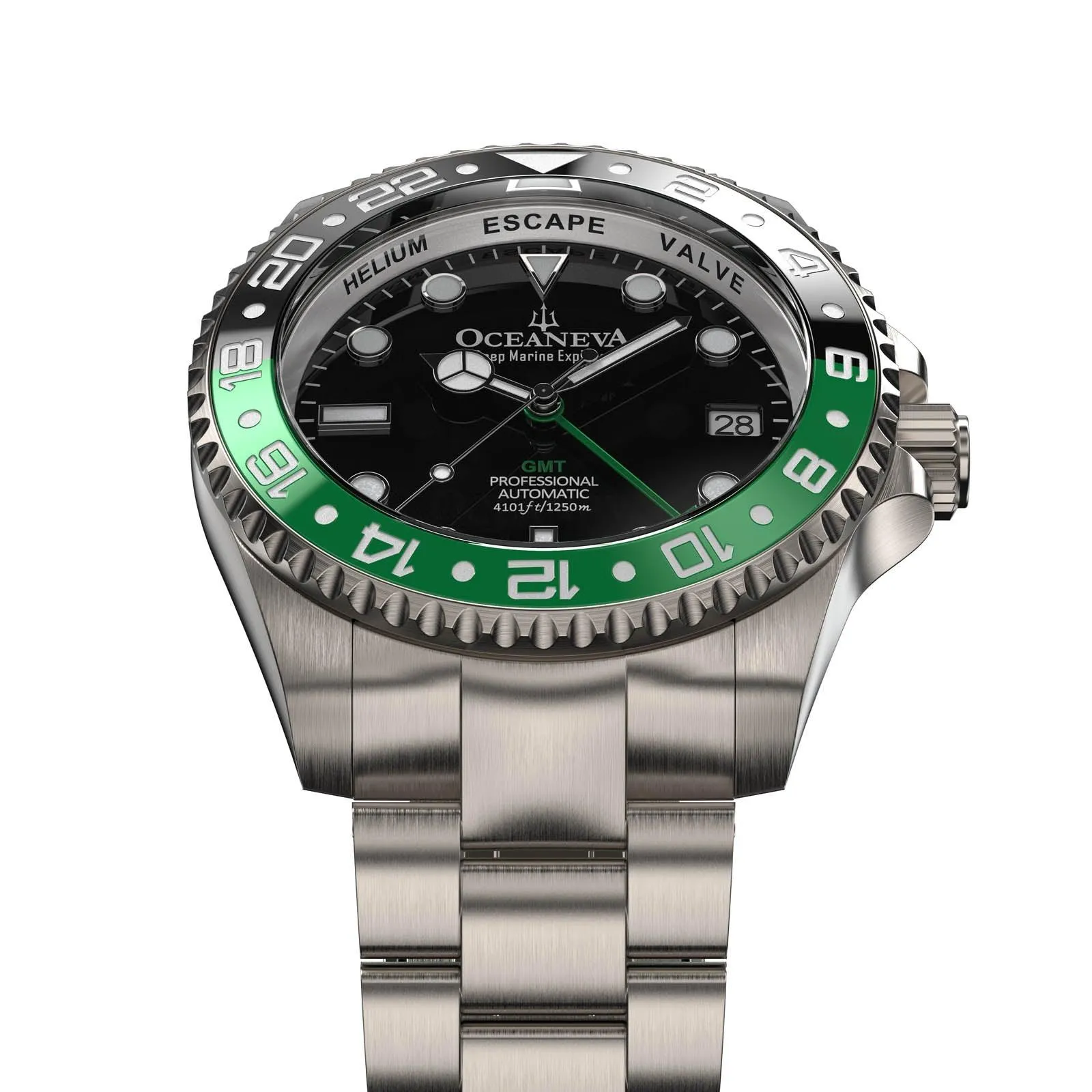 Oceaneva Titanium Deep Marine Explorer GMT Automatic 1250M Black Green