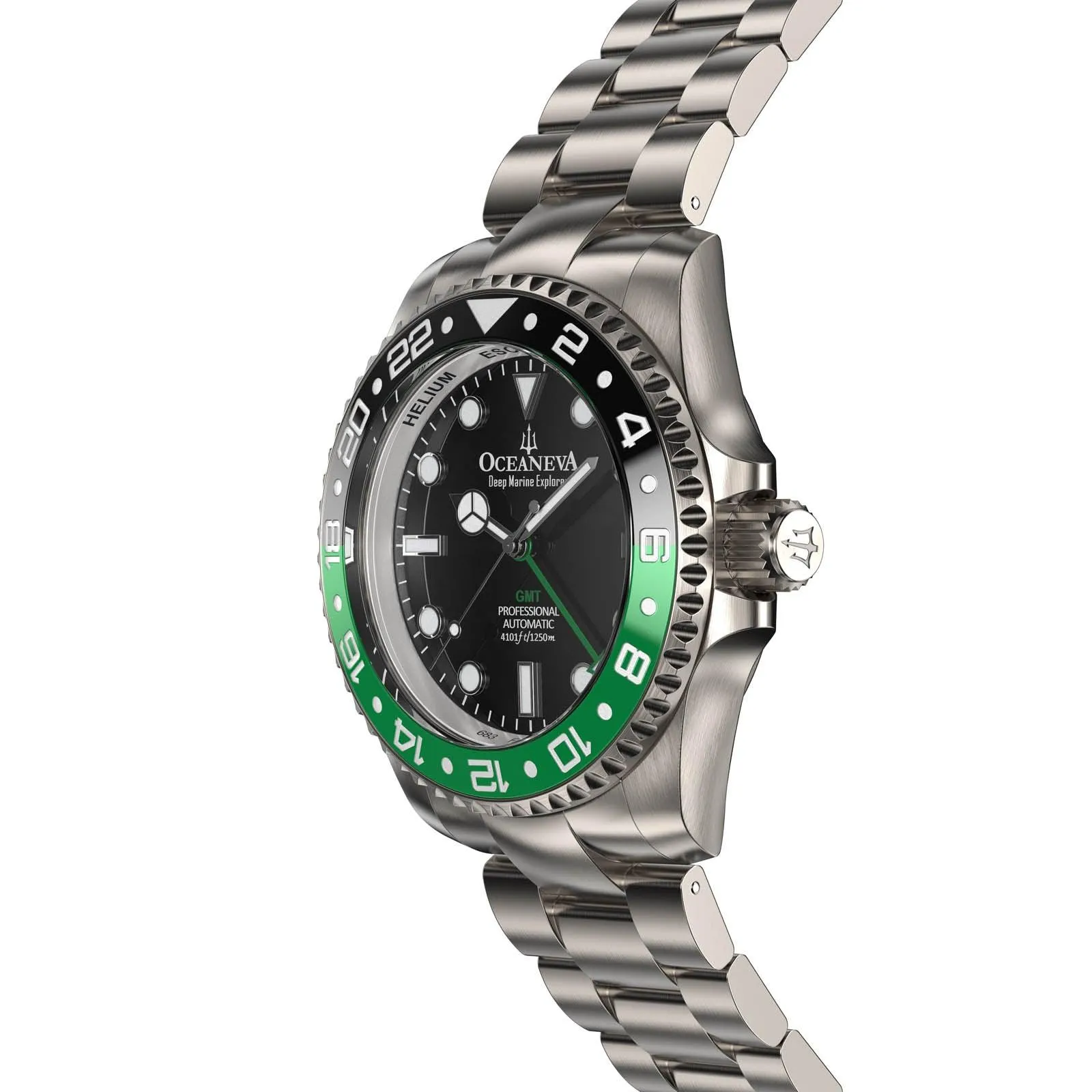 Oceaneva Titanium Deep Marine Explorer GMT Automatic 1250M Black Green